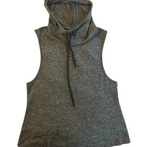 Gray Sleeveless Hoodie Top